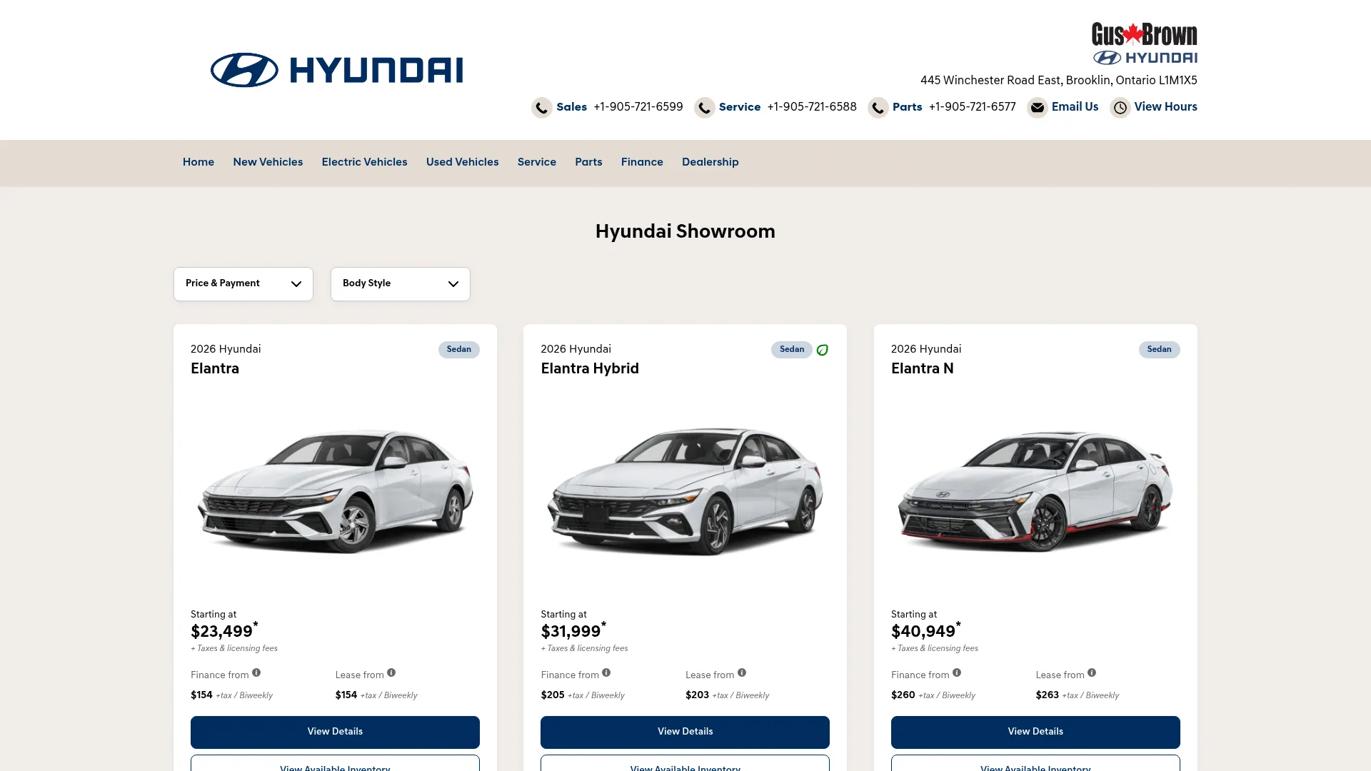 Gus Brown Hyundai website