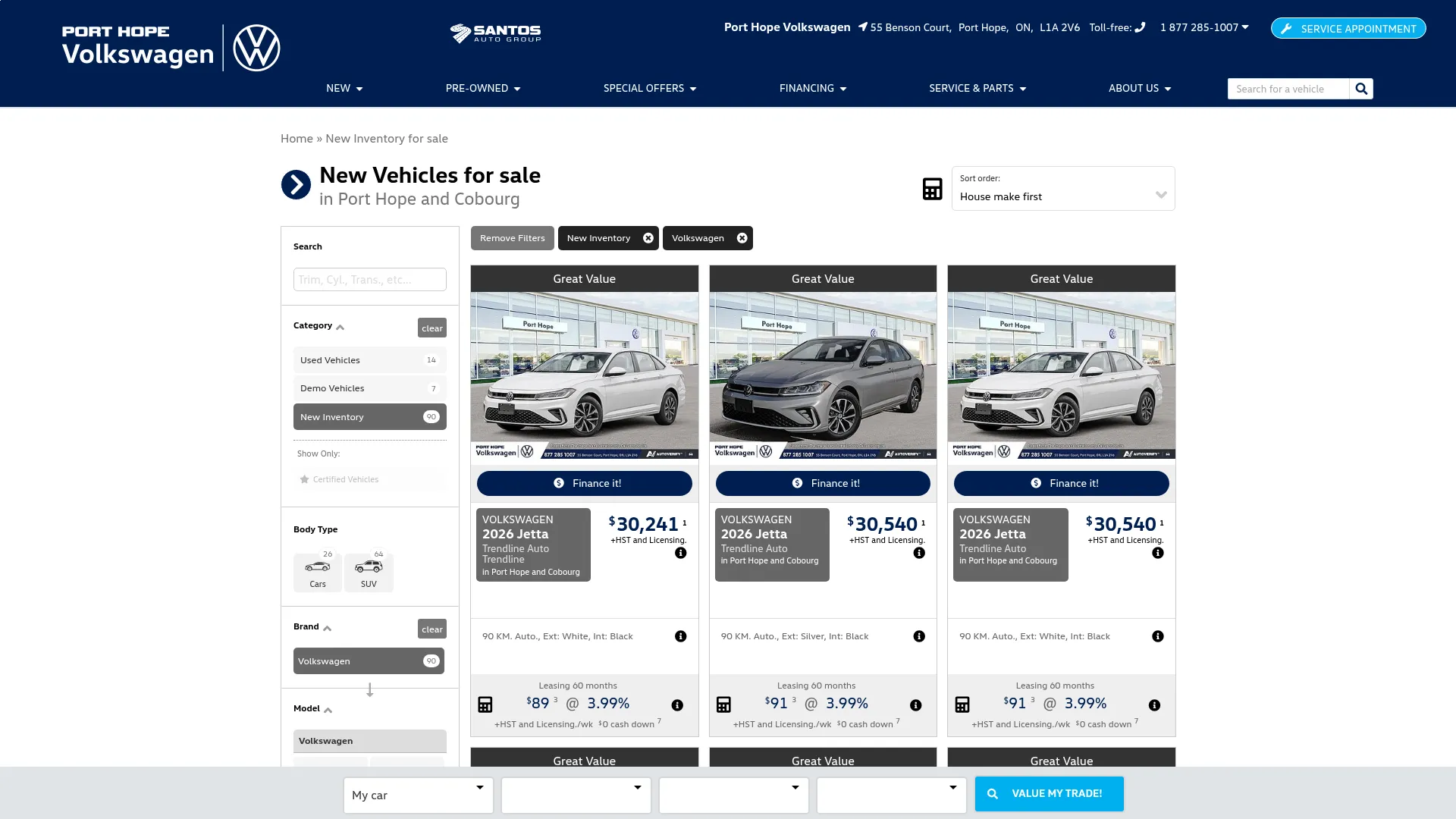 Port Hope Volkswagen website