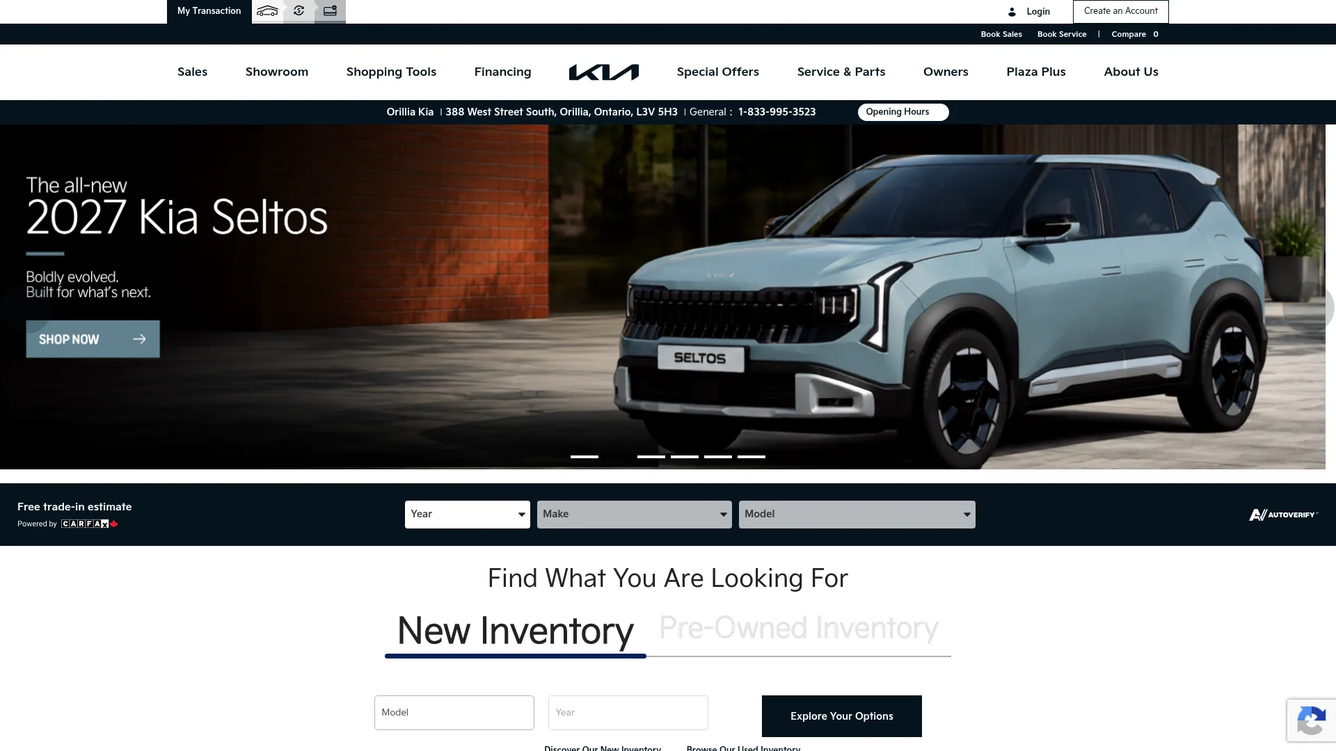 Orillia Kia website