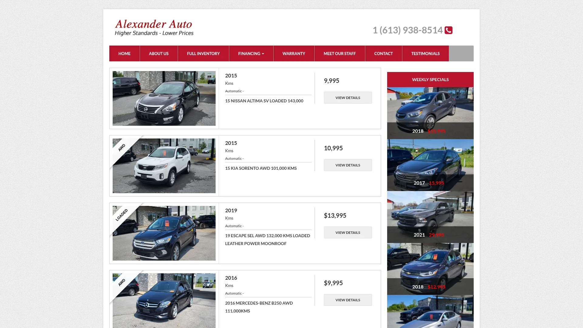 Alexander Auto - Used Car Dealer In Cornwall, Ontario website