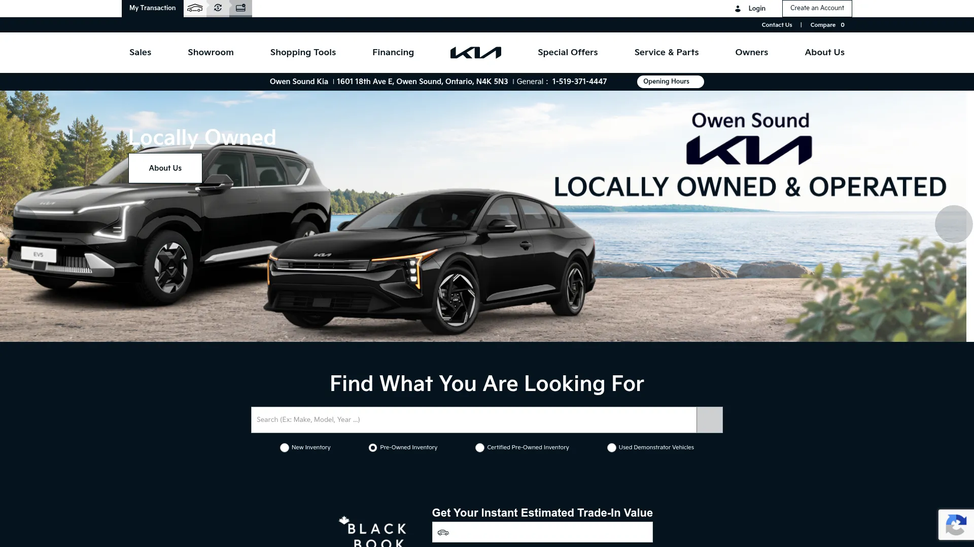 Owen Sound Kia website