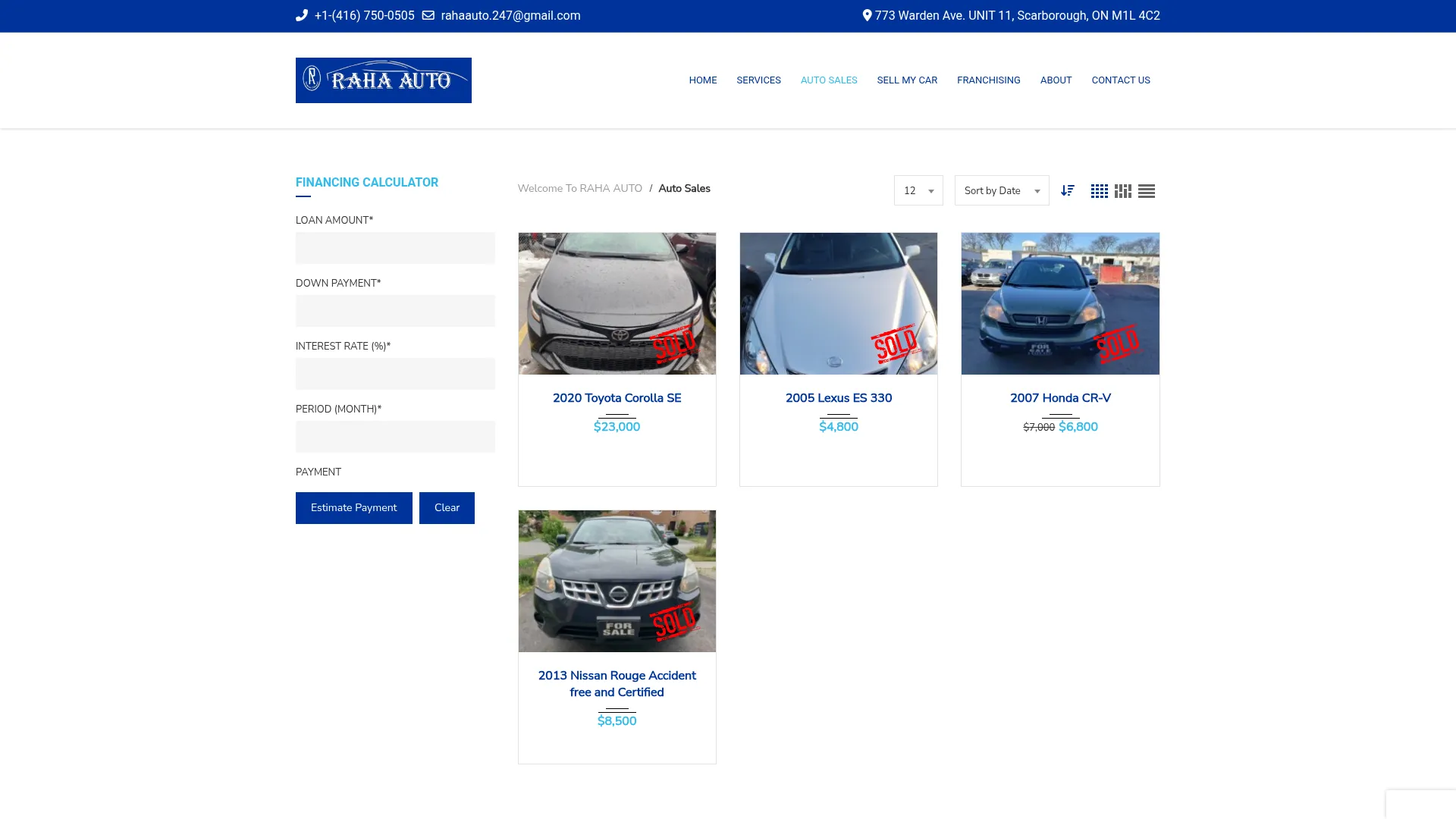 Raha Auto website