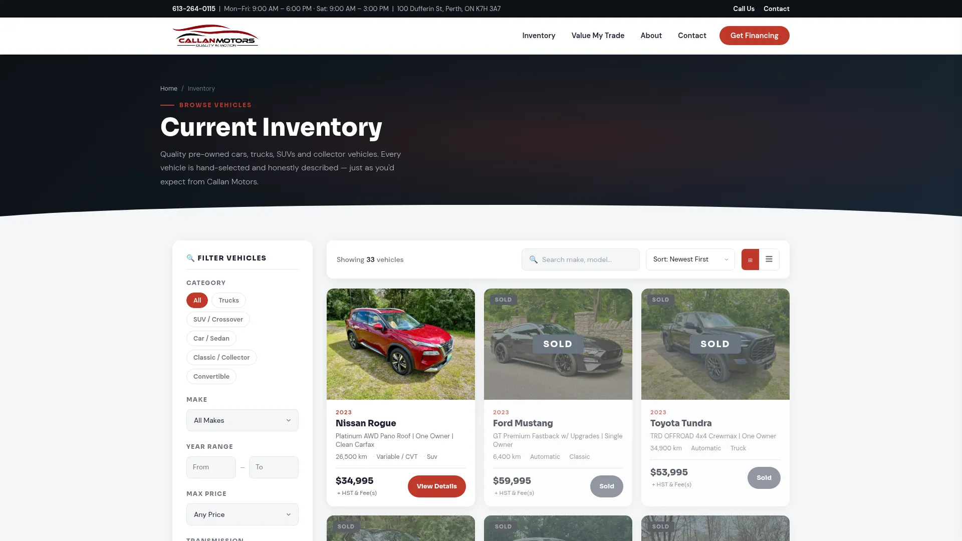 callanmotors.ca website