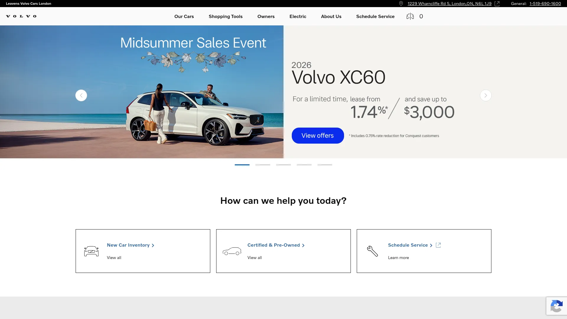 Leavens Volvo Cars London website