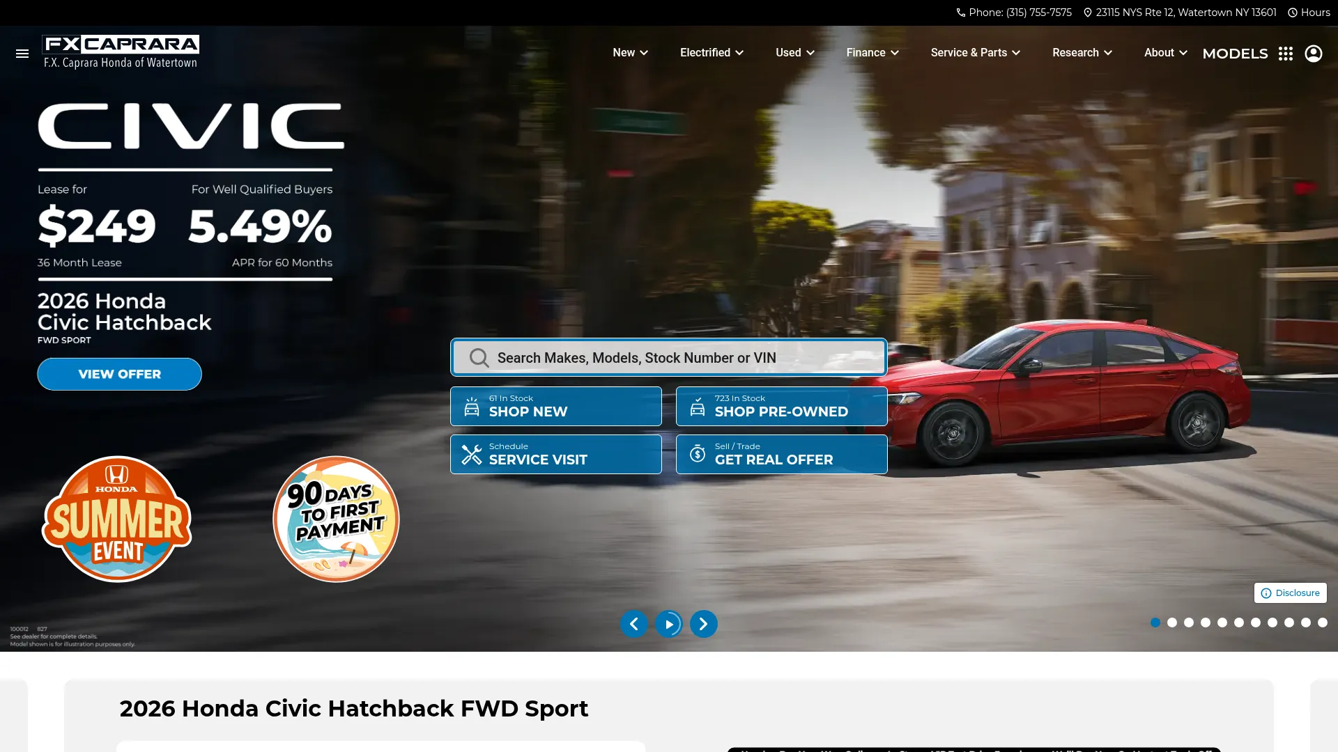 FX Caprara Honda of Watertown website