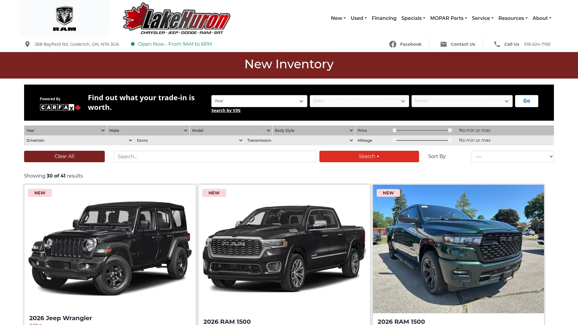 Lake Huron Chrysler website
