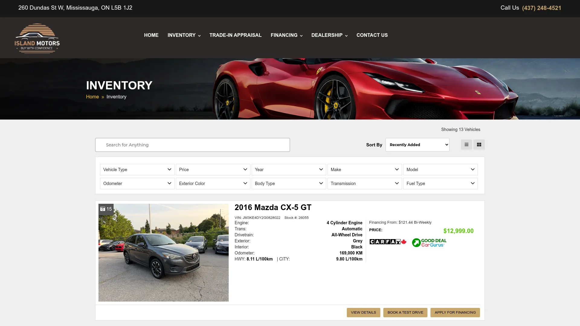 Island Motors website