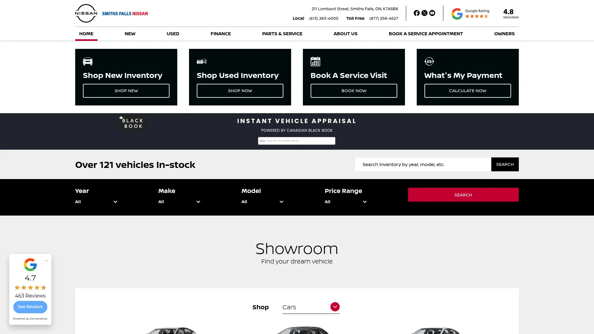Smiths Falls Nissan website