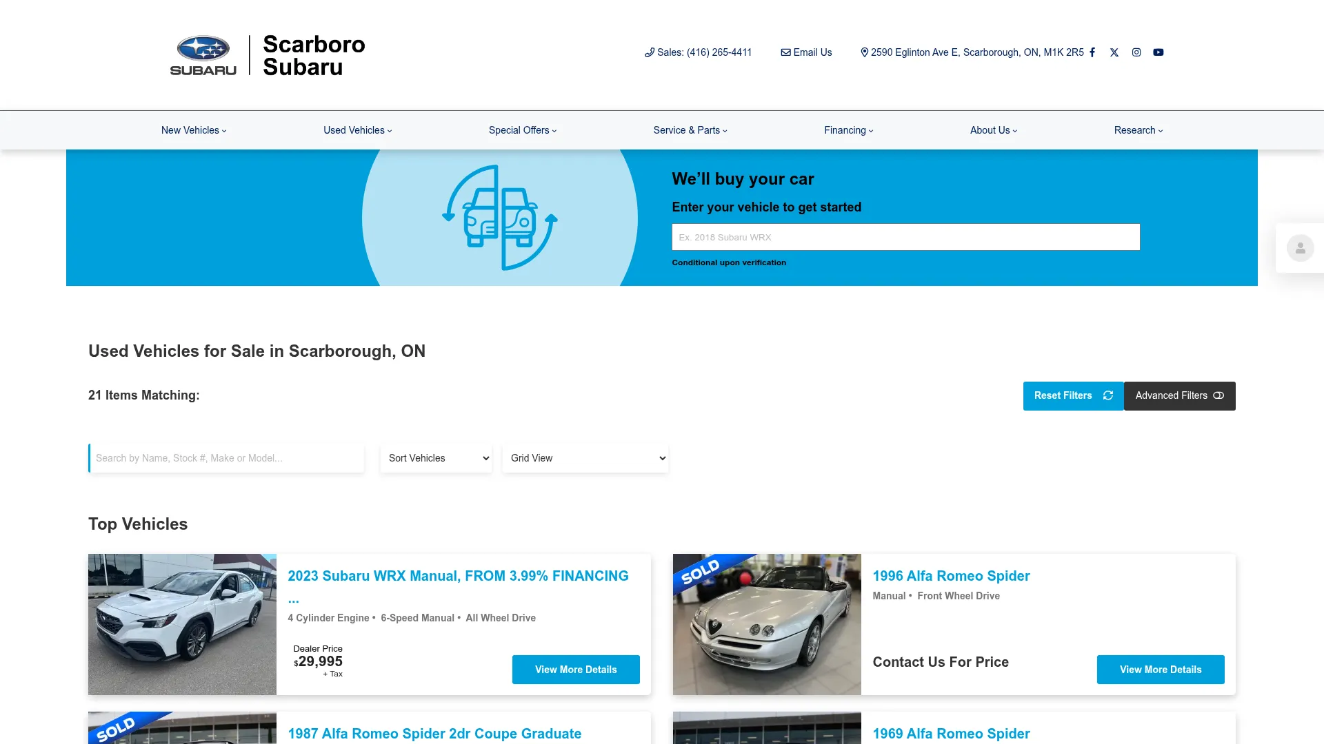 Scarboro Subaru website