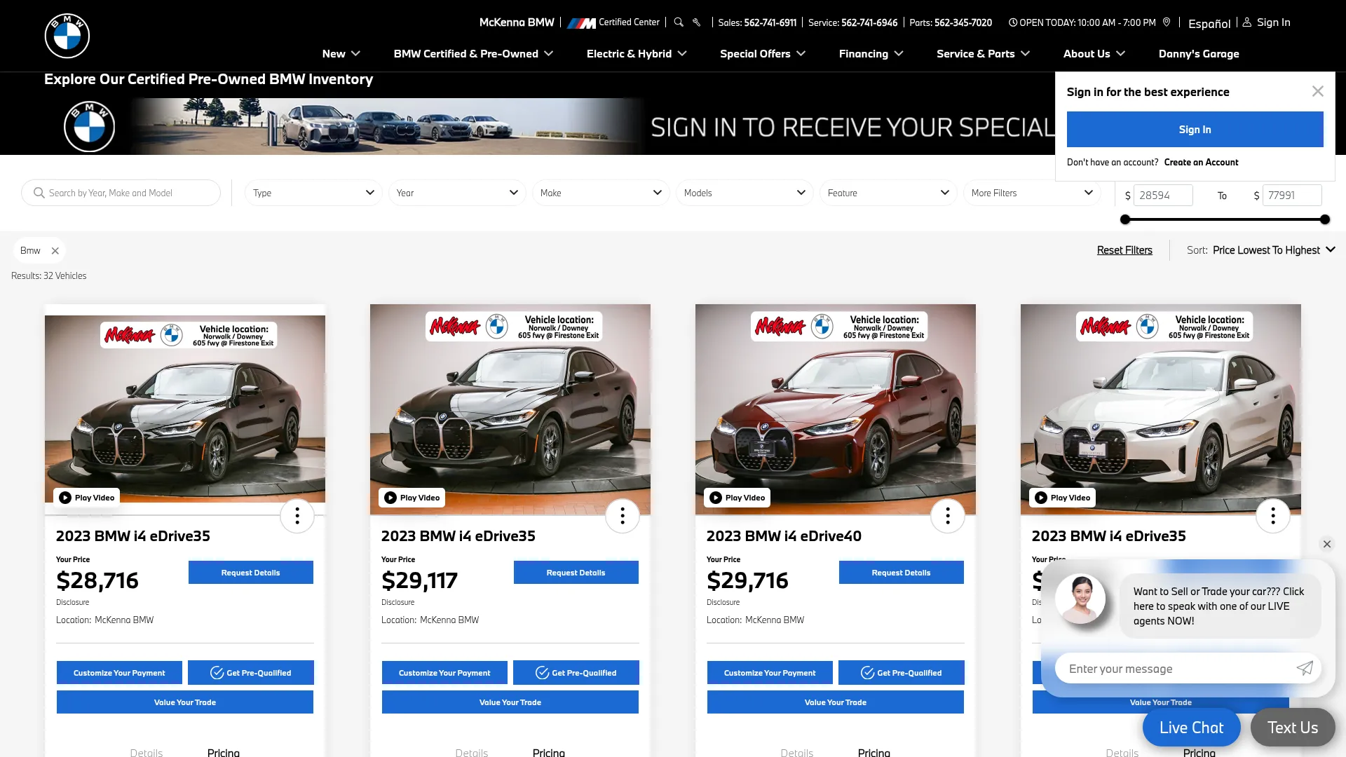 McKenna BMW website