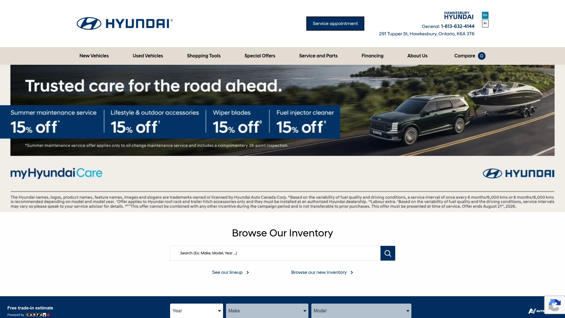 Hawkesbury Hyundai website
