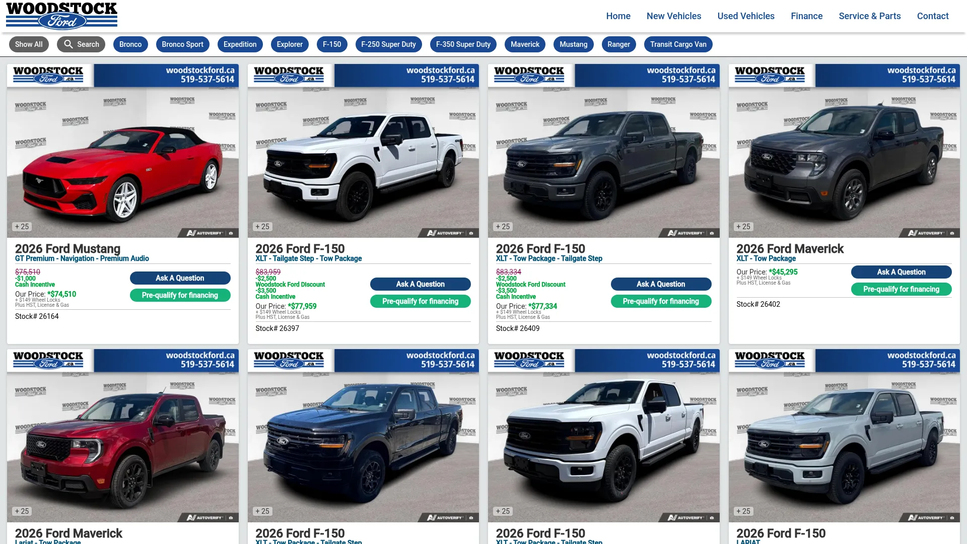 Woodstock Ford website