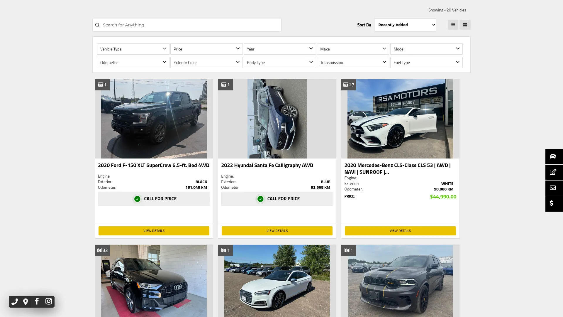 RSA Motors website