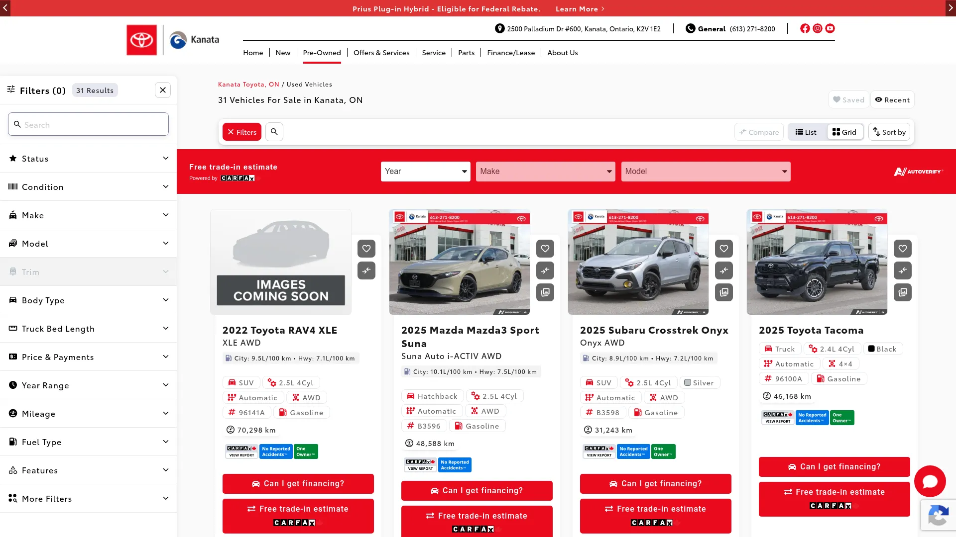 Kanata Toyota website