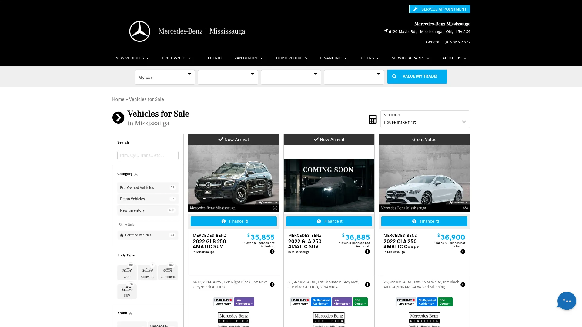 Mercedes-Benz Mississauga website