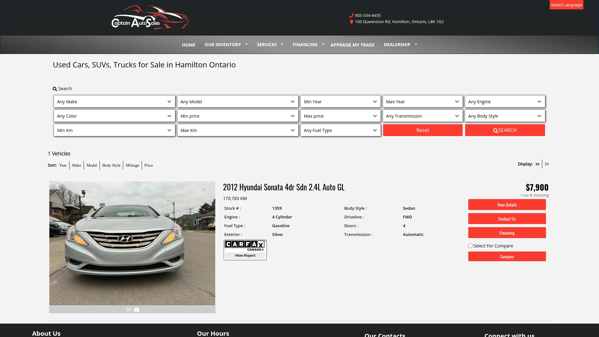 captainautosales.ca website