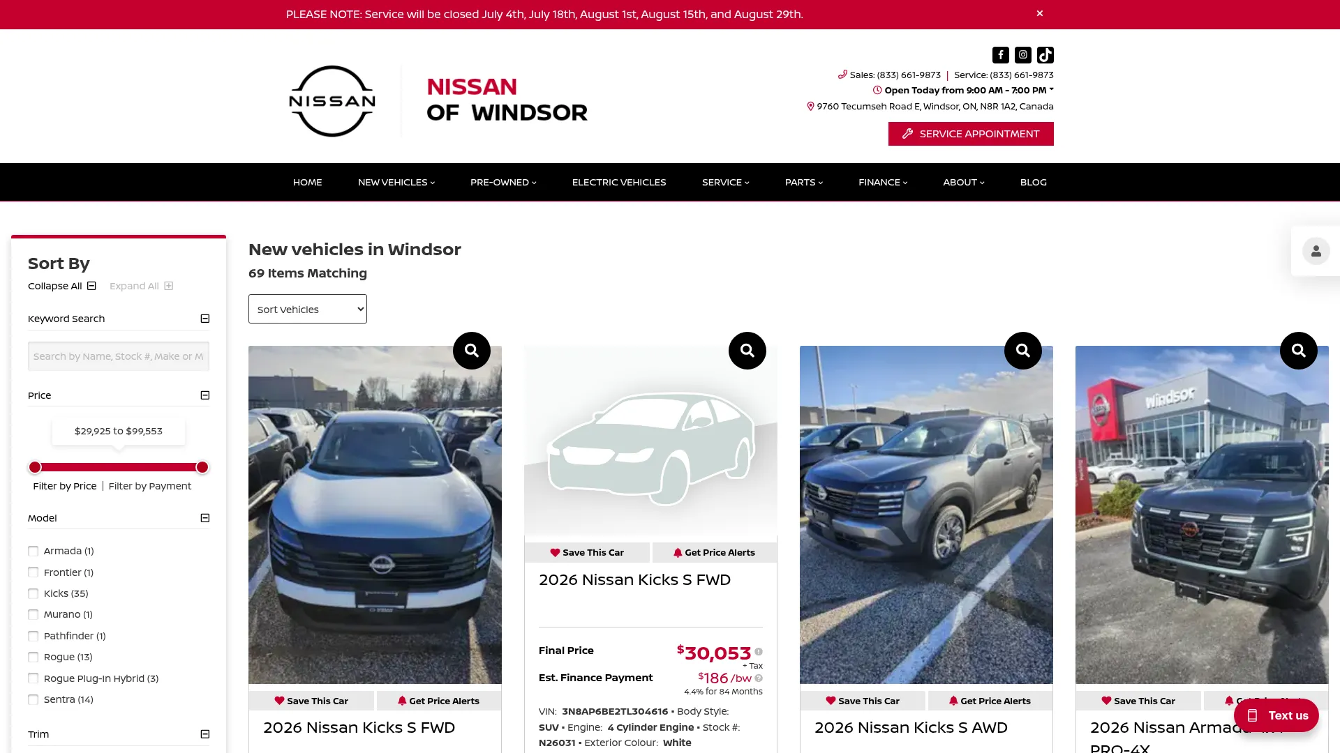 Nissan of Windsor website