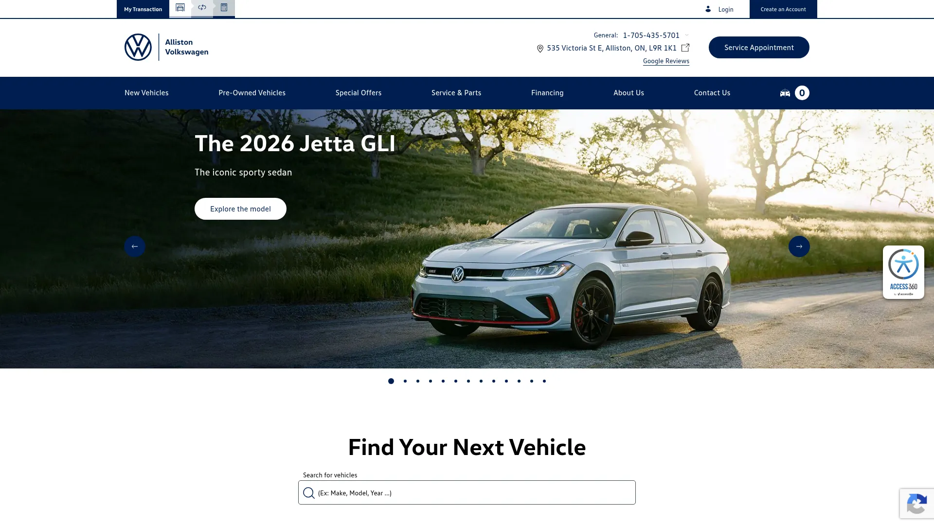 Alliston Volkswagen website