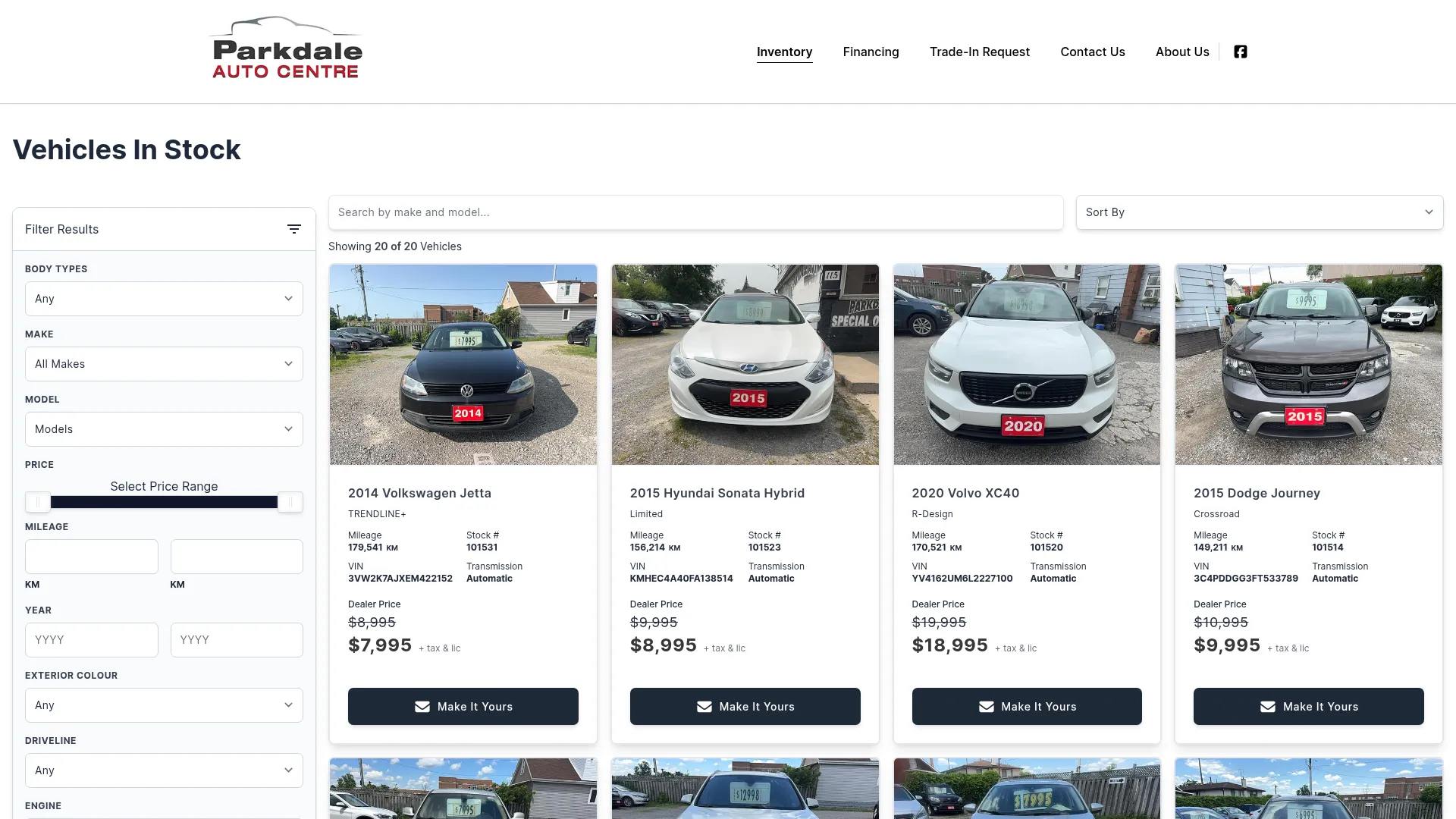 Parkdale Auto Centre website
