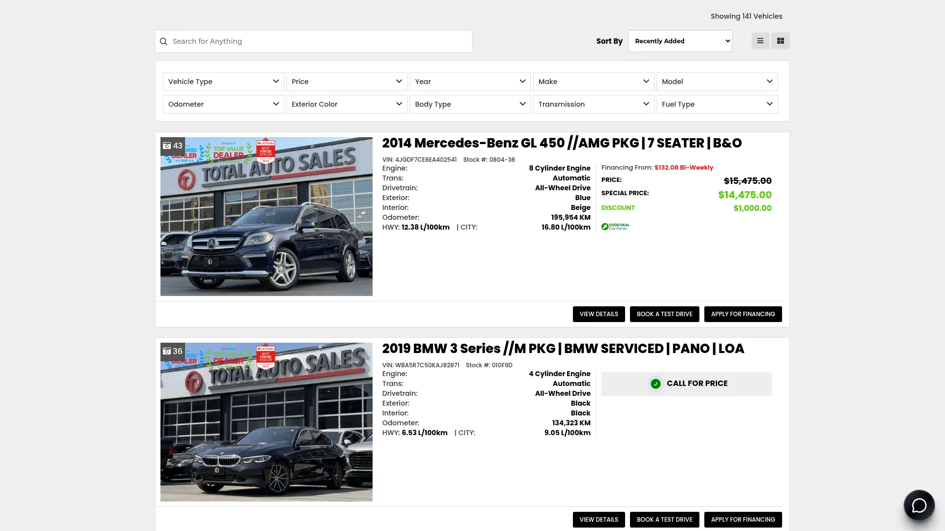 Total Auto Sales website