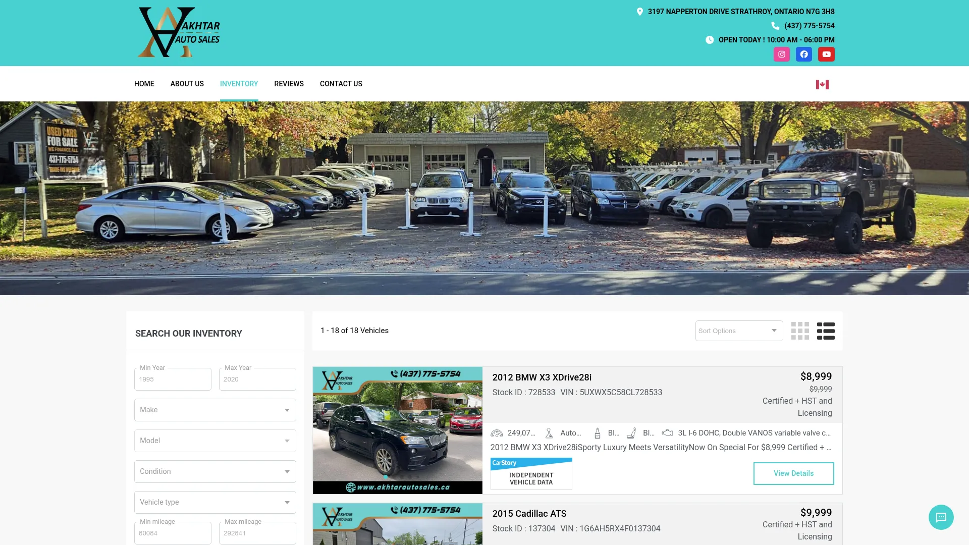 akhtarautosales.ca website