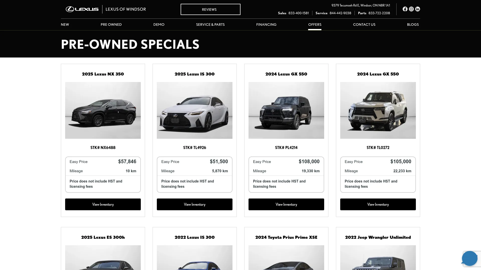 Lexus of Windsor website