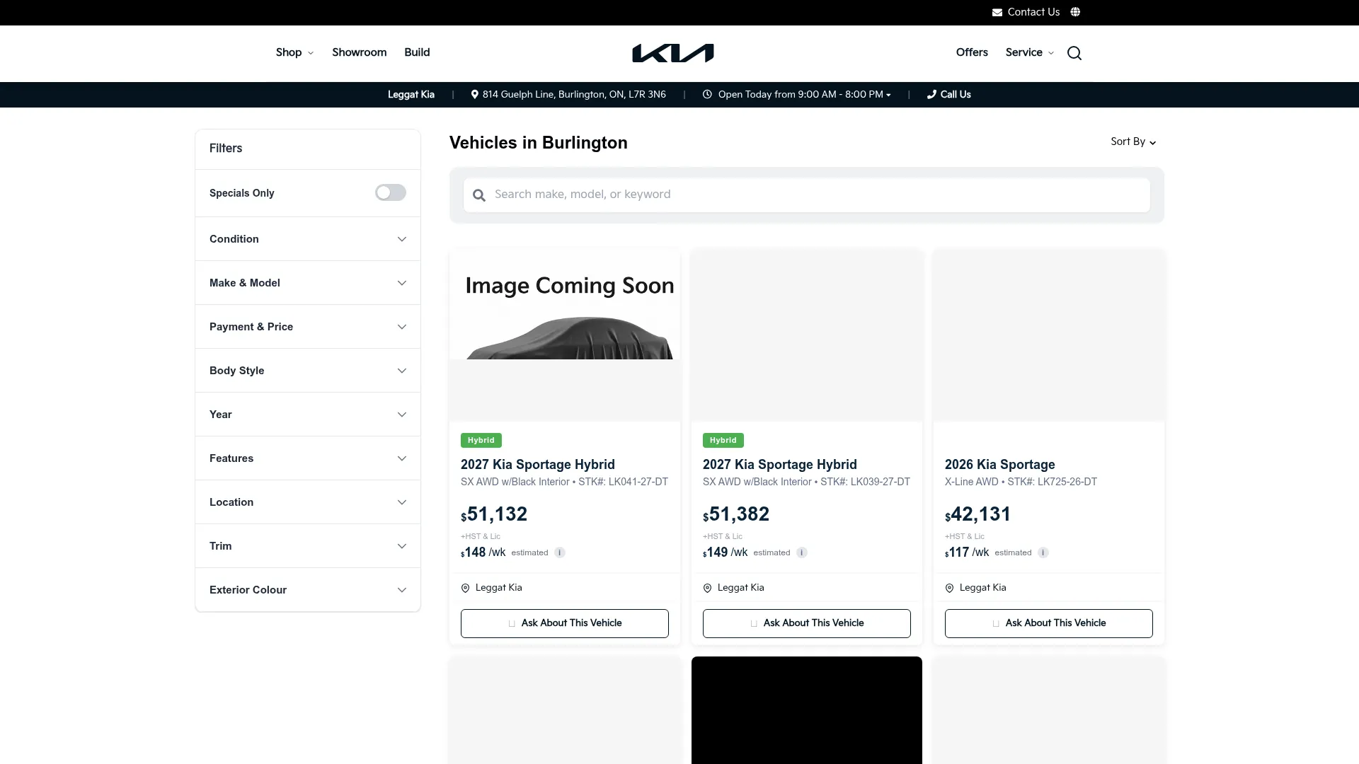 Leggat Kia in Burlington, ON website