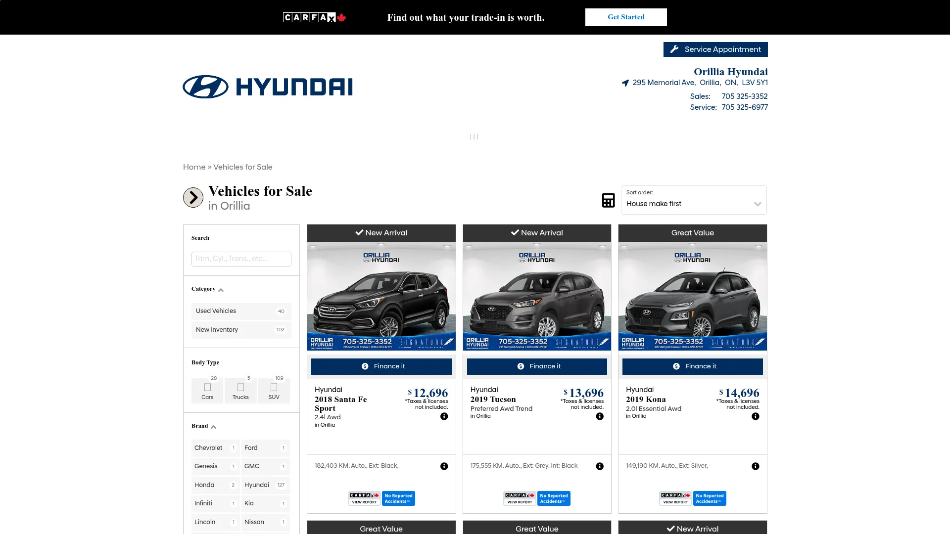 Orillia Hyundai website