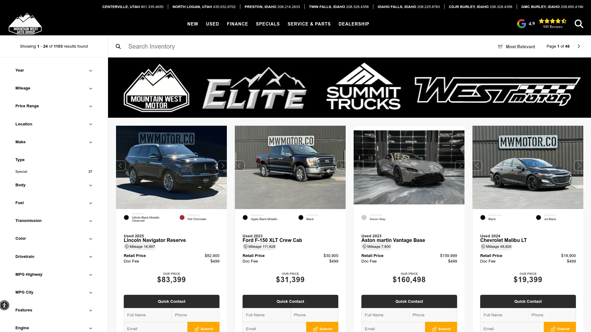 Mountain West Auto Group website