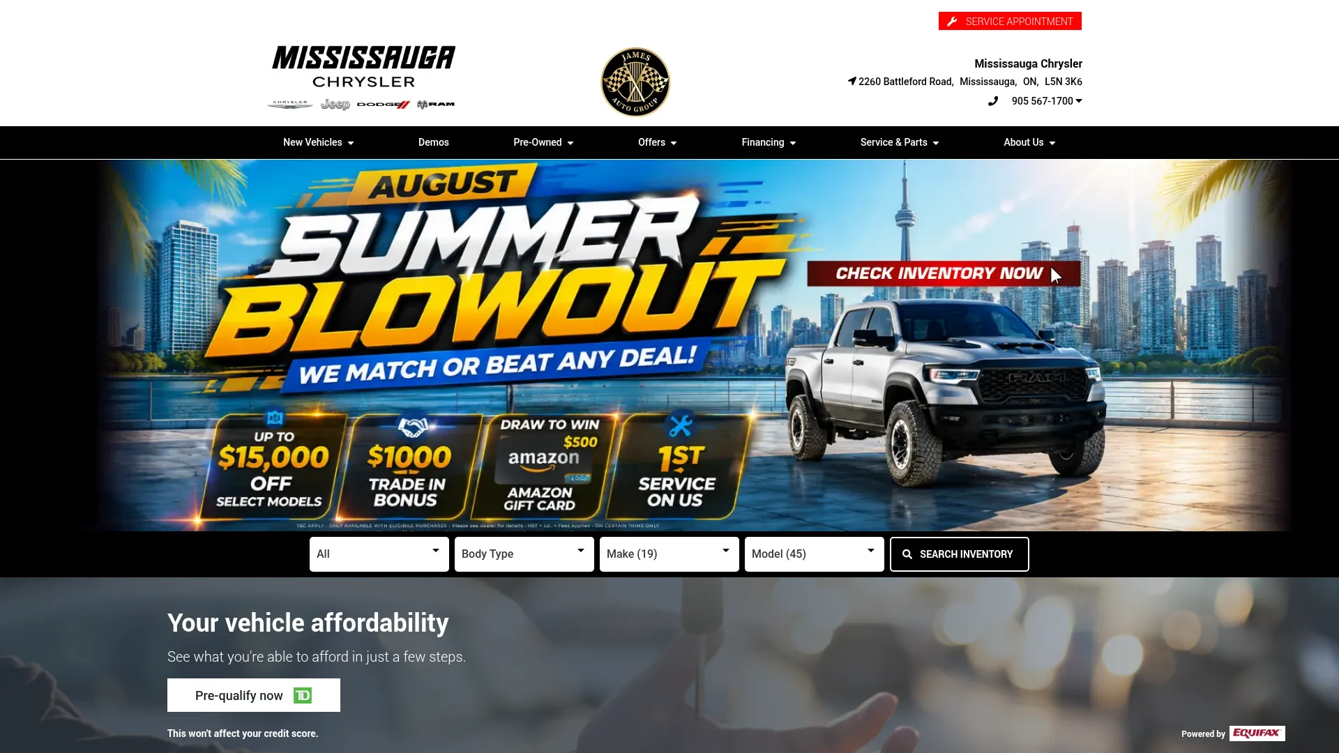 Mississauga Chrysler website