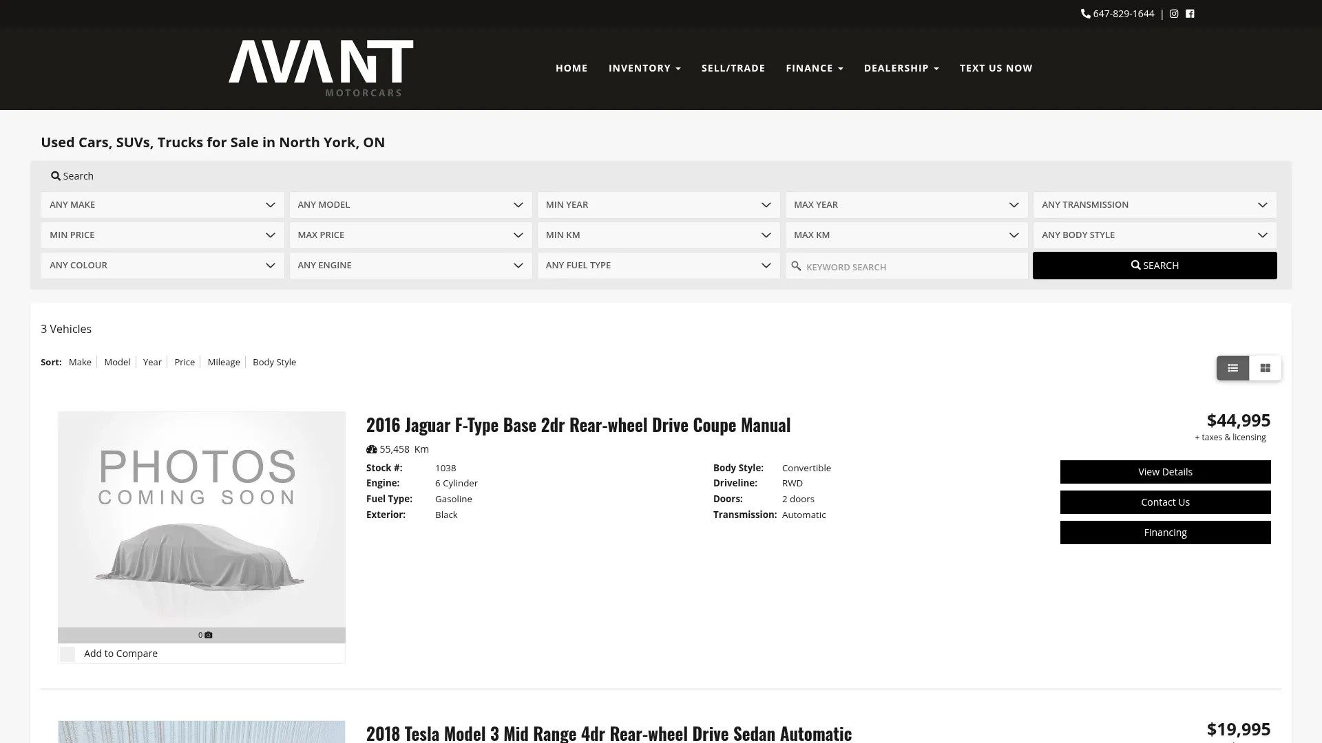 avantmotorcars.ca website