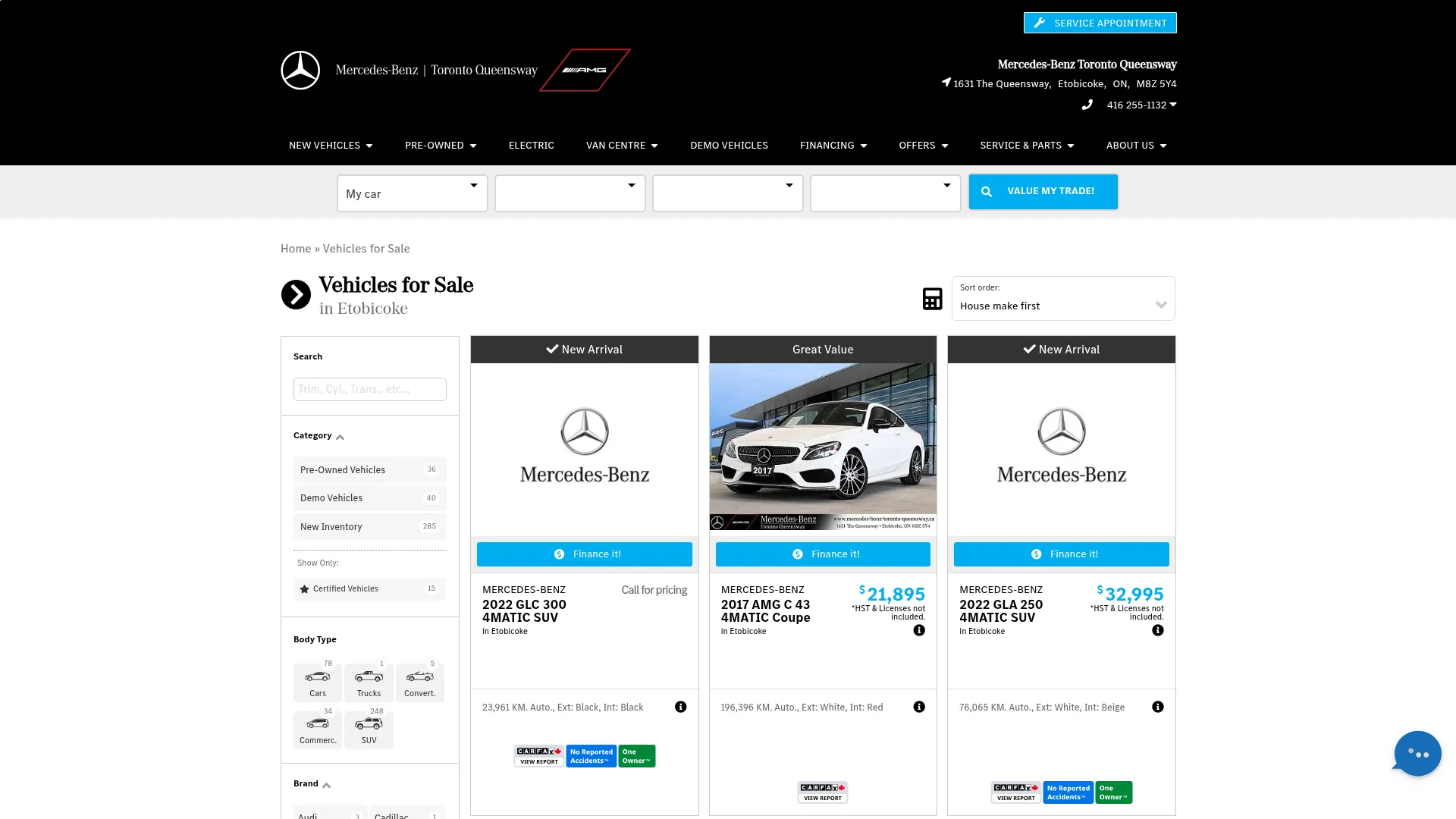 Mercedes-Benz Toronto Queensway website