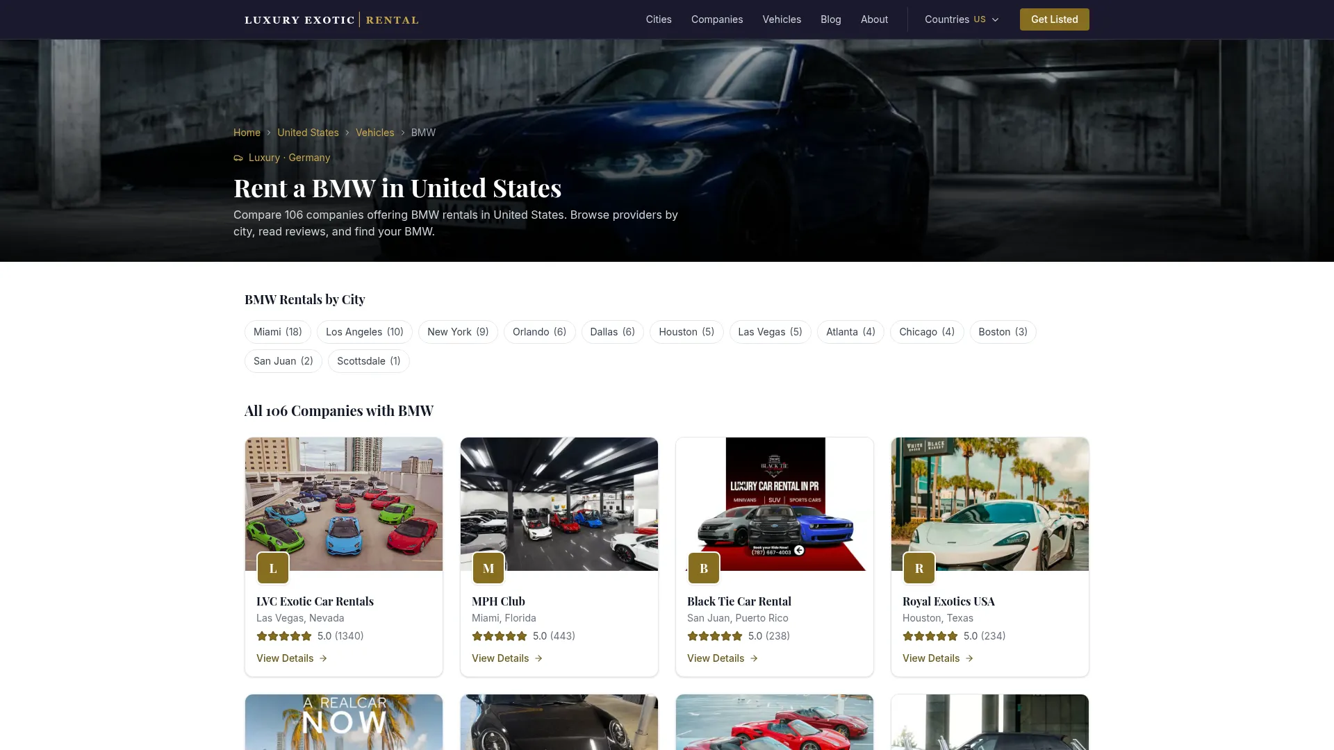 LuxuryExoticRental.com website