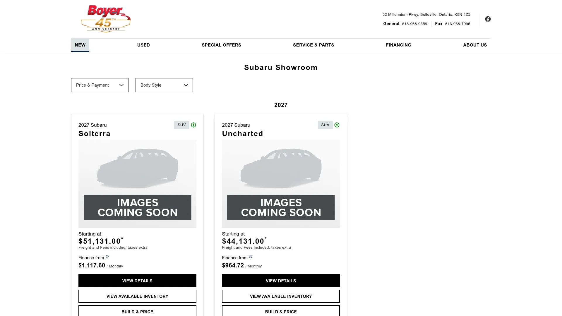 Bay Subaru website