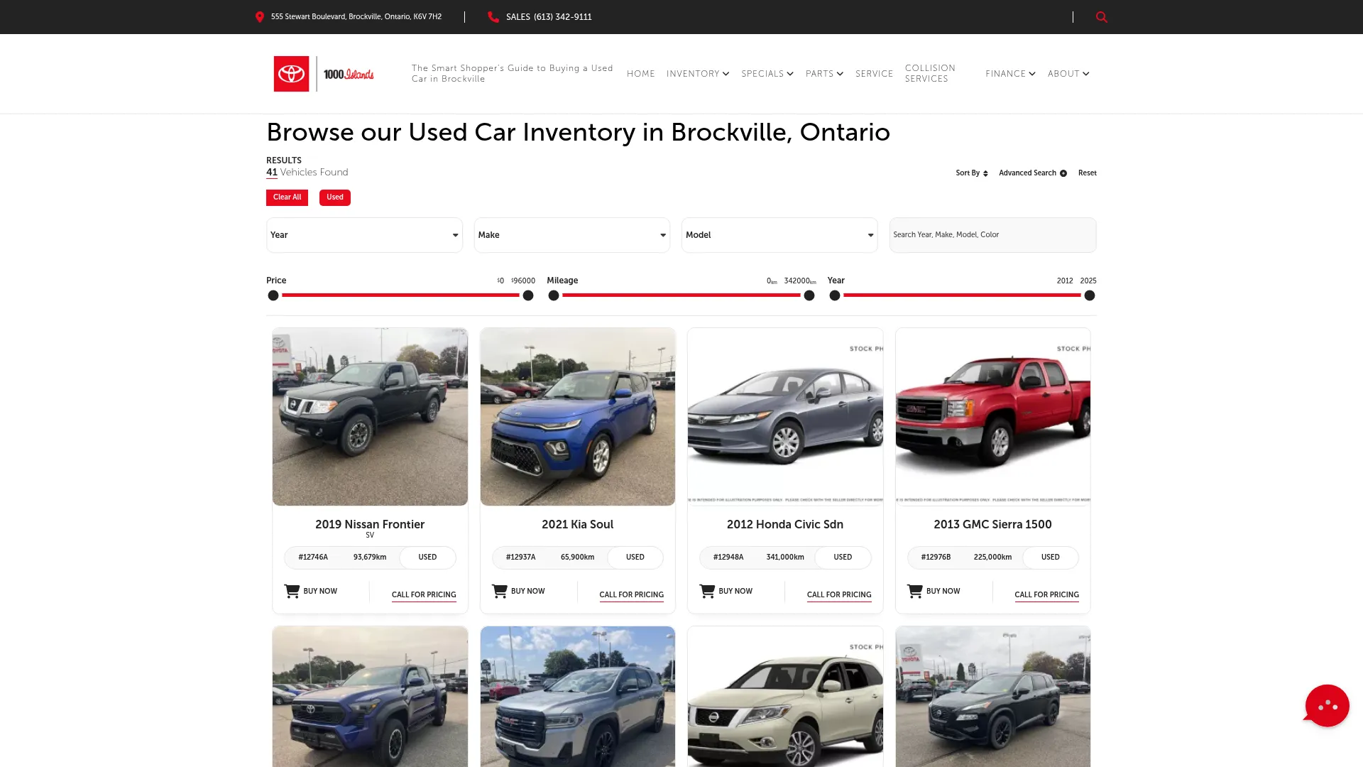 1000 Islands Toyota website