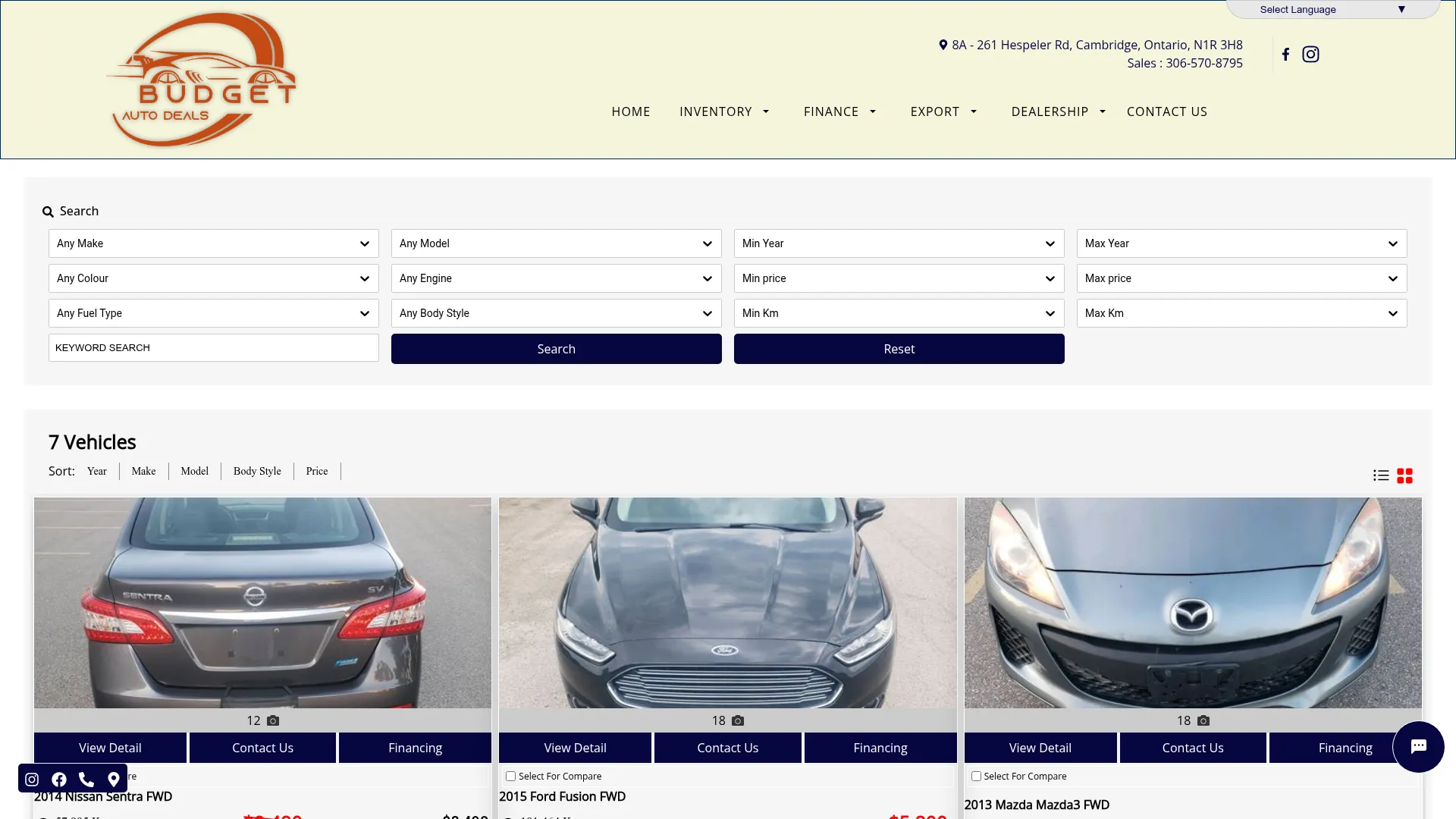 budgetautodeals.ca website
