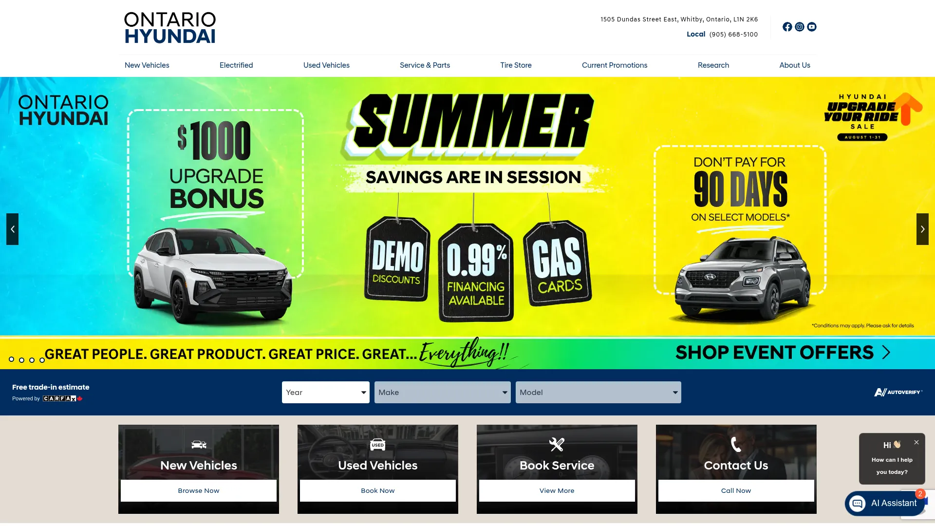 Ontario Hyundai Cars website