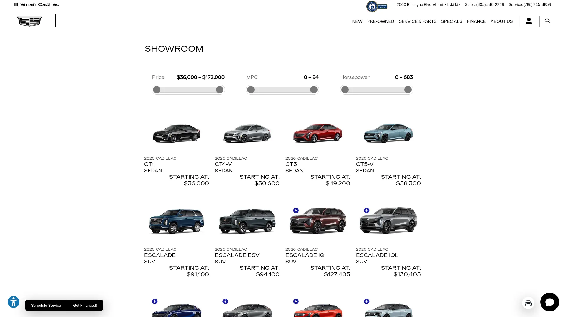 Braman Cadillac website