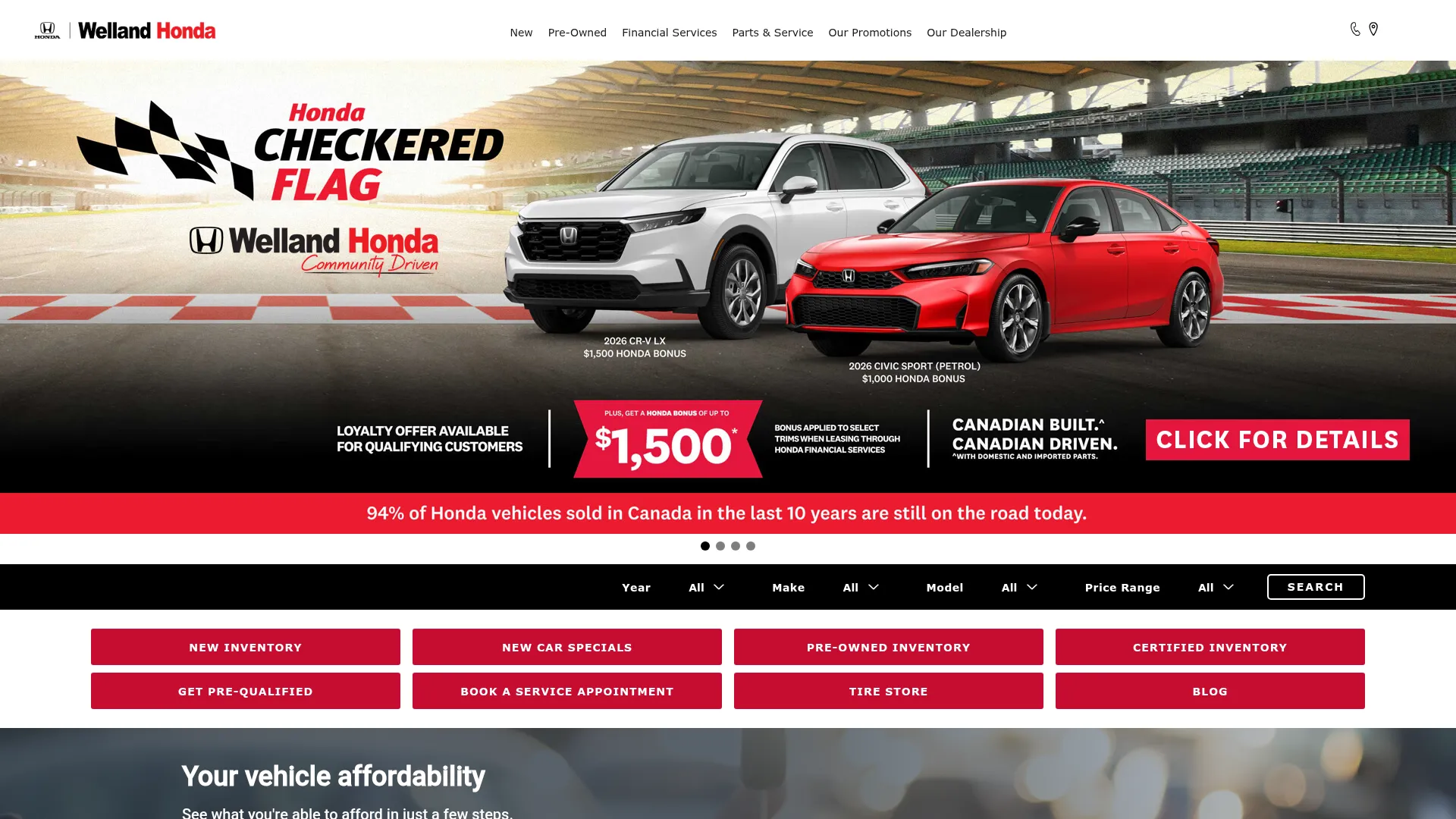 Welland Honda website