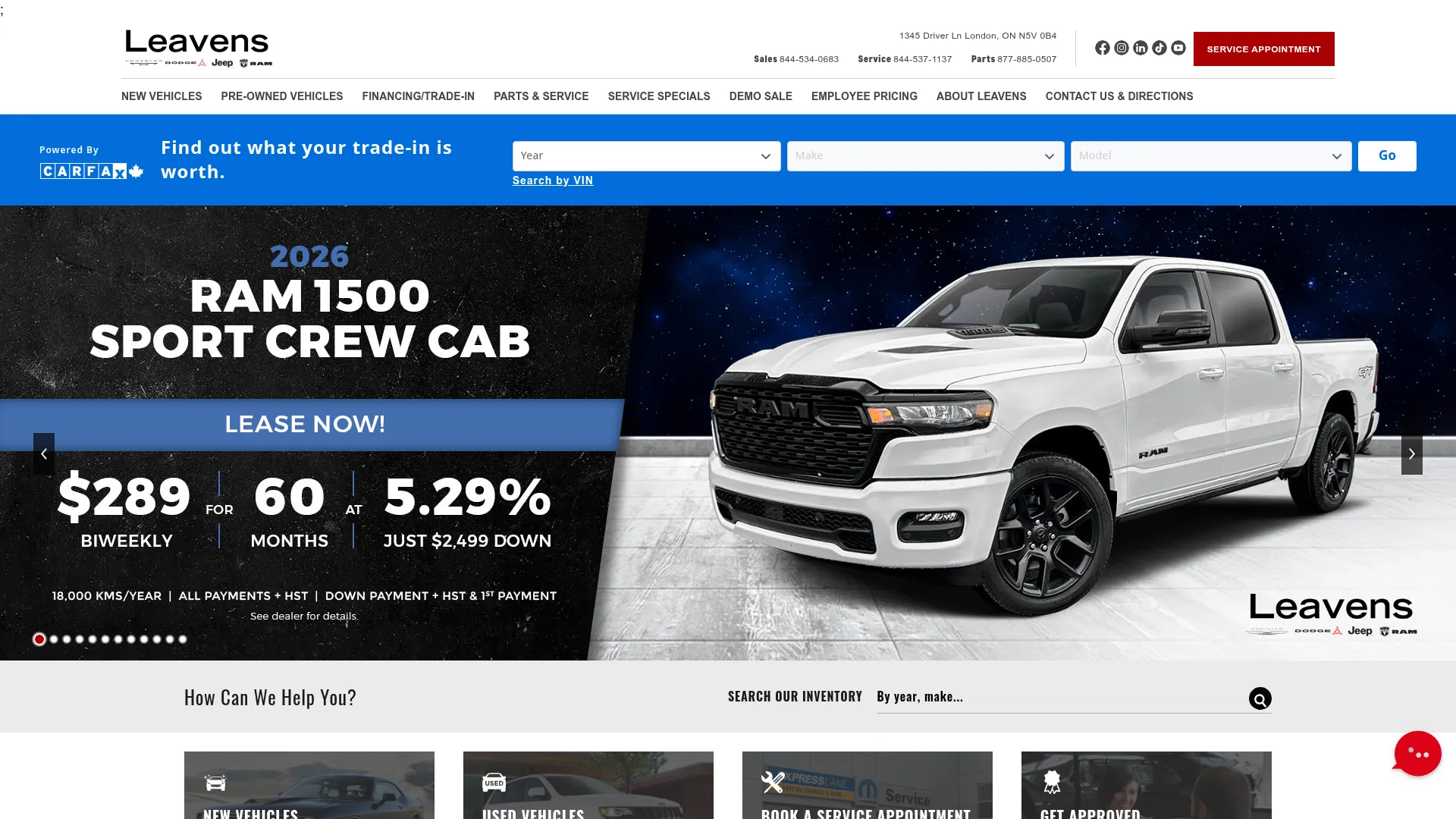 Leavens Chrysler Dodge Jeep Ram website