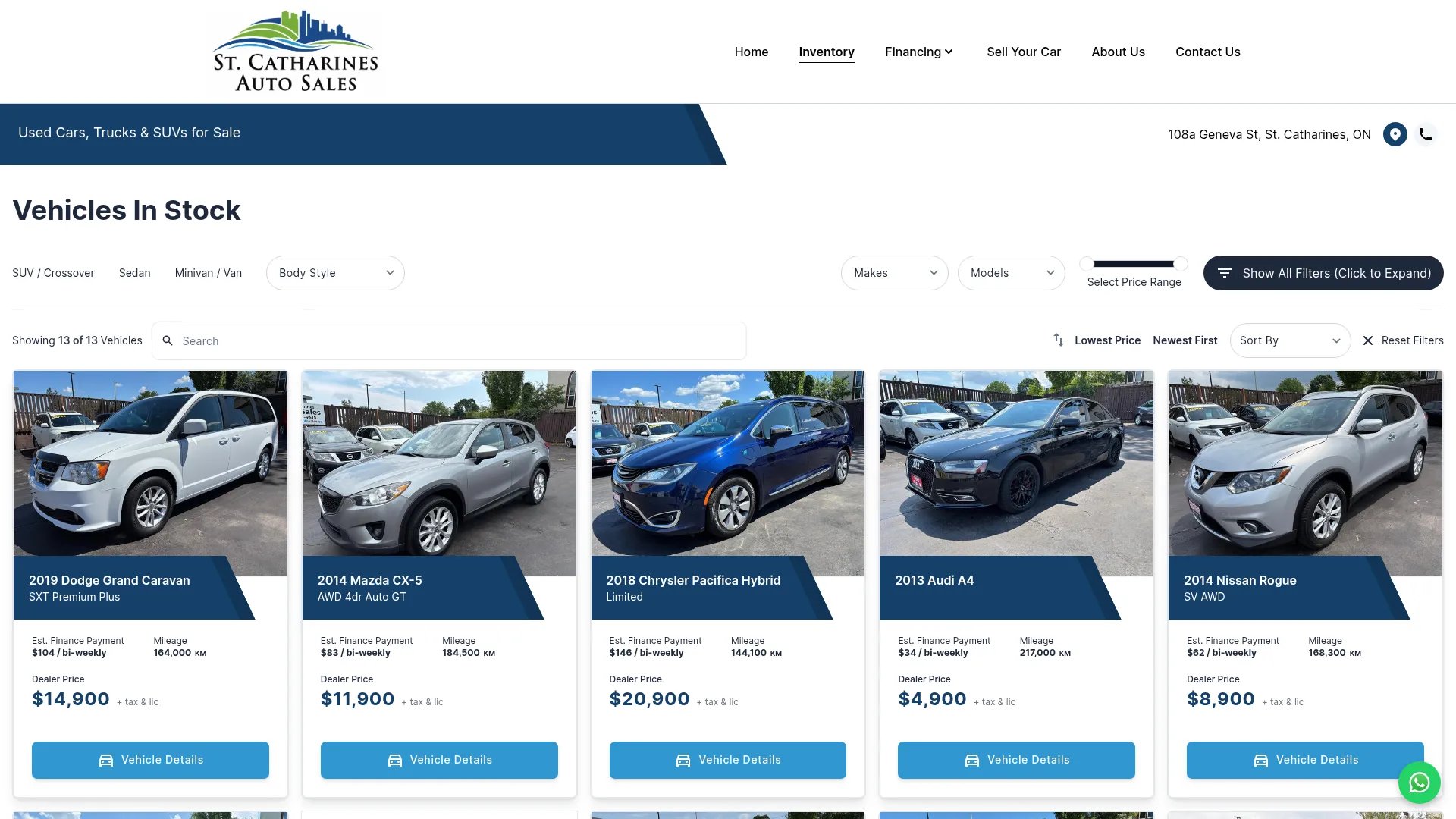 stcatharinesautosales.ca website