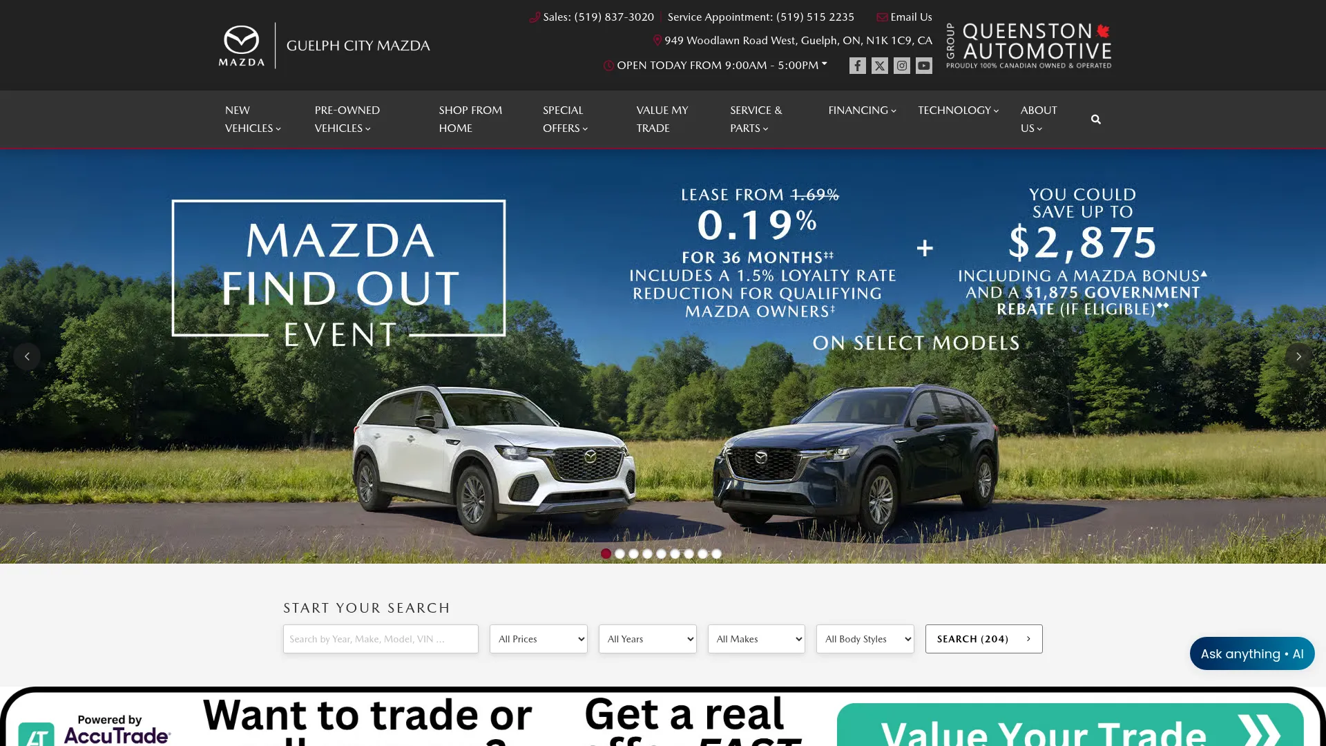 Guelph City Mazda website