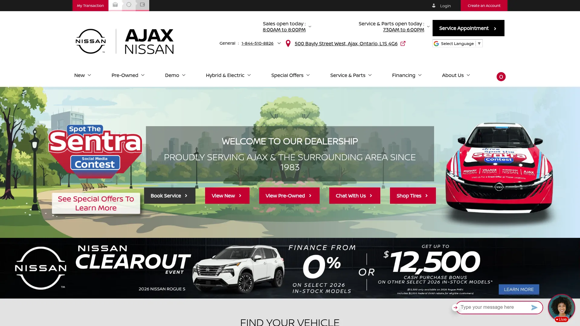 Ajax Nissan website