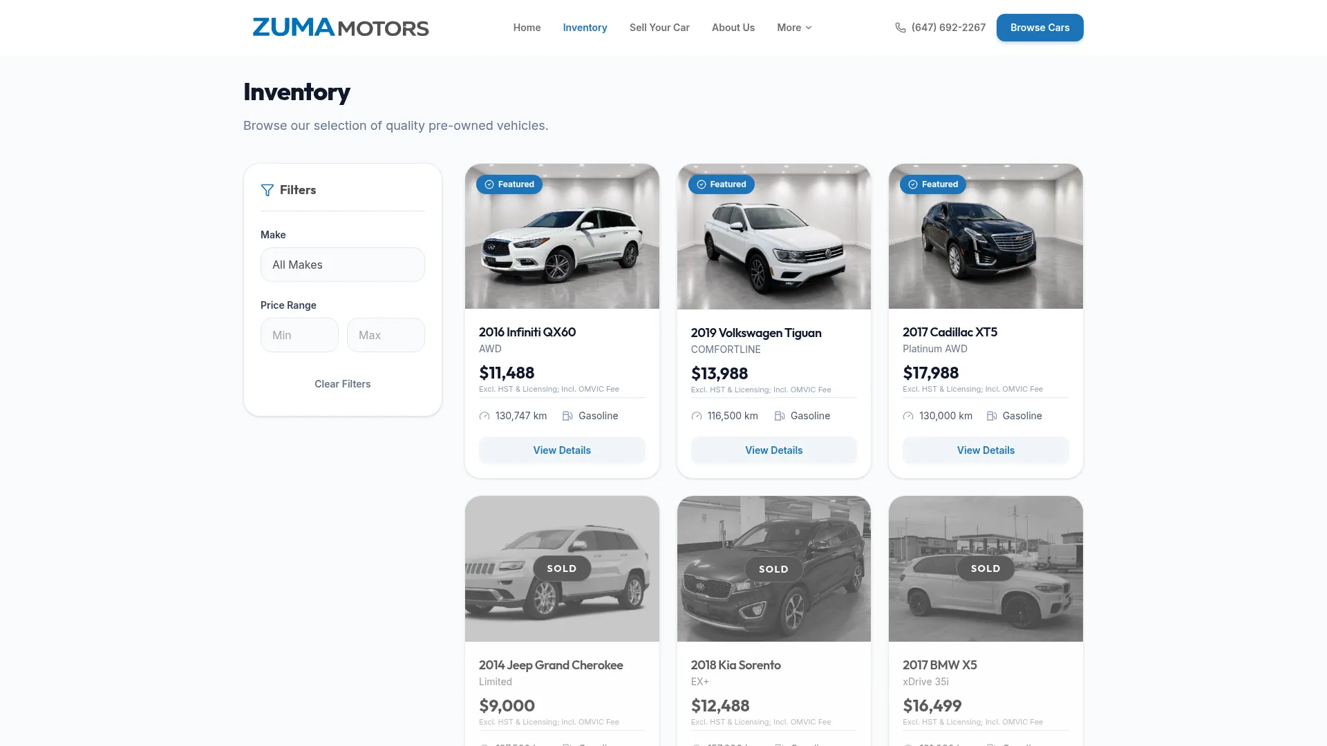ZUMA Motors website