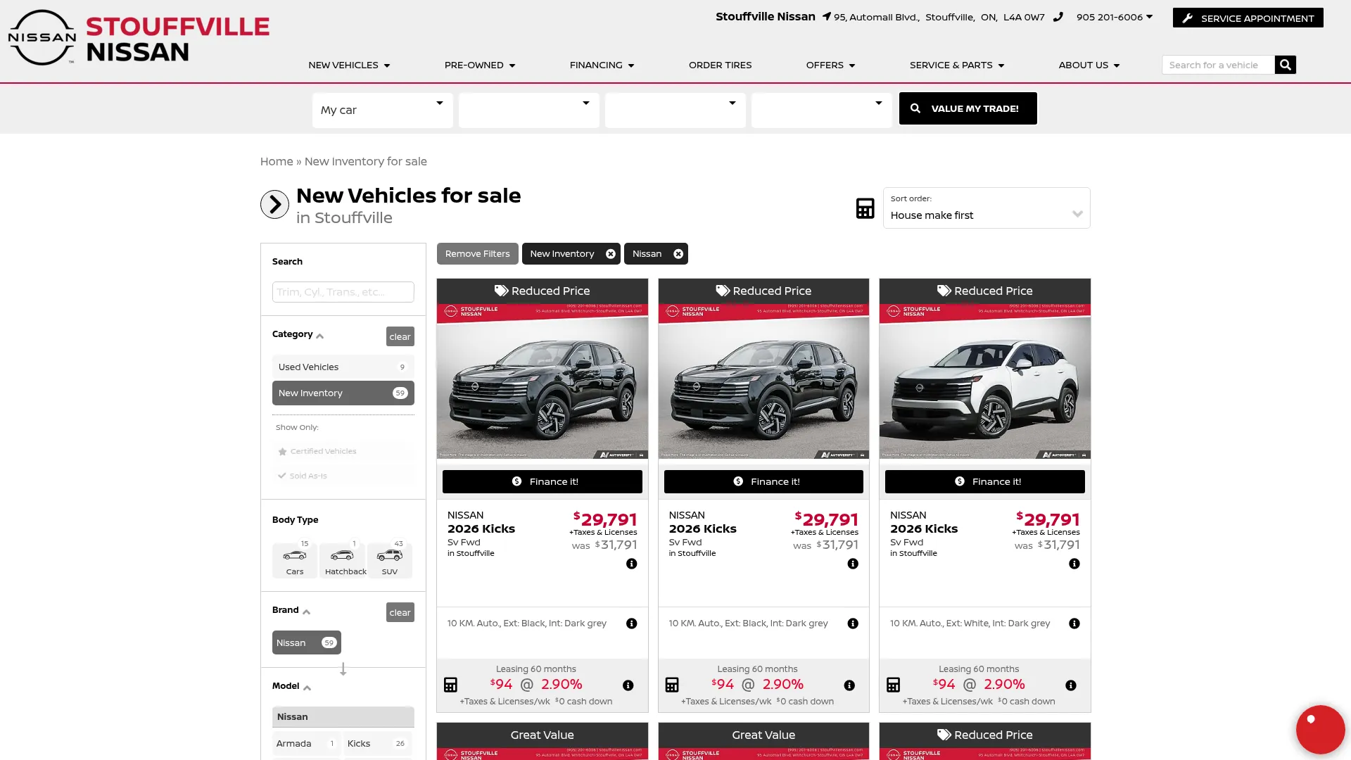 Stouffville Nissan website