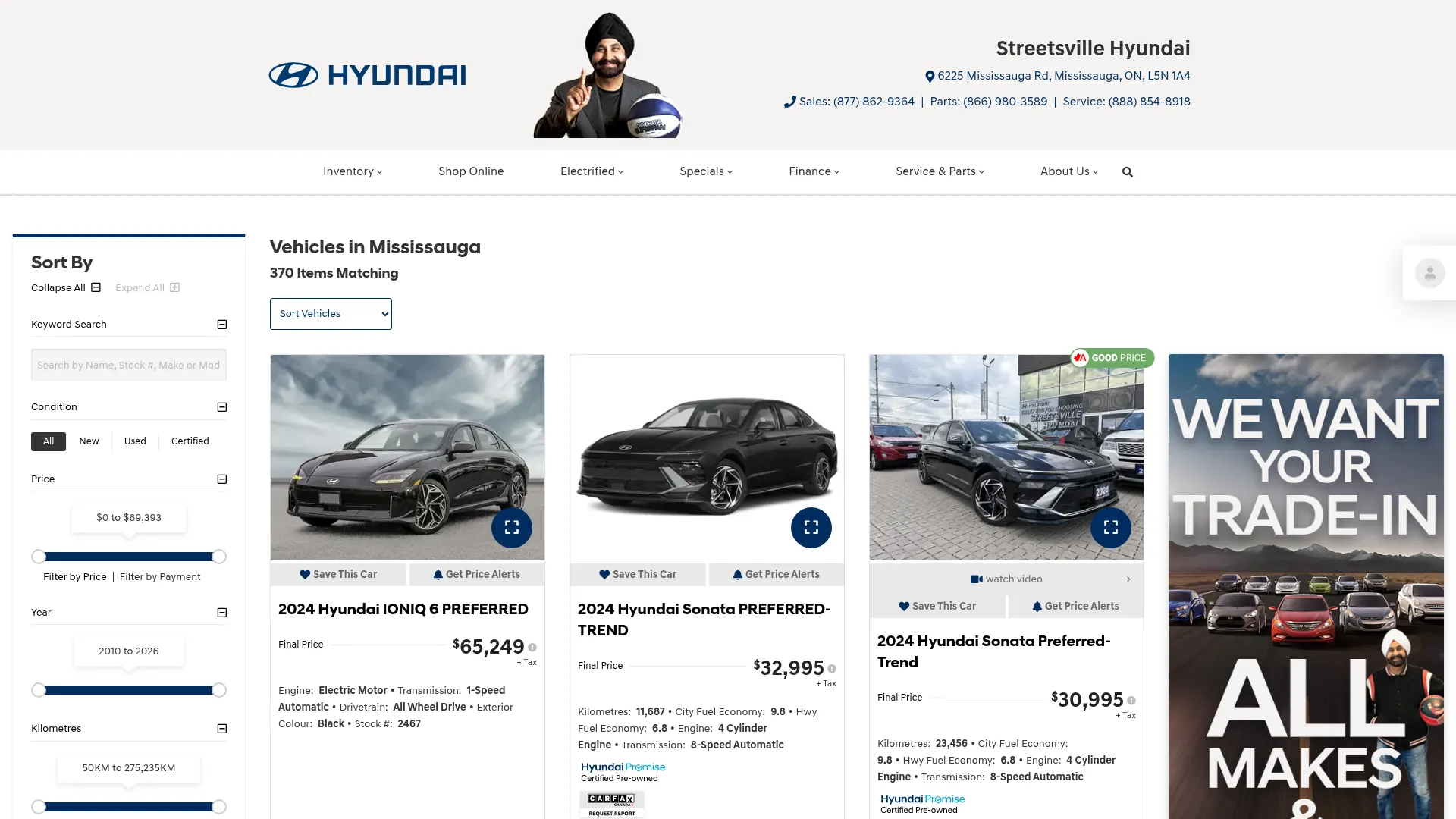 Streetsville Hyundai website
