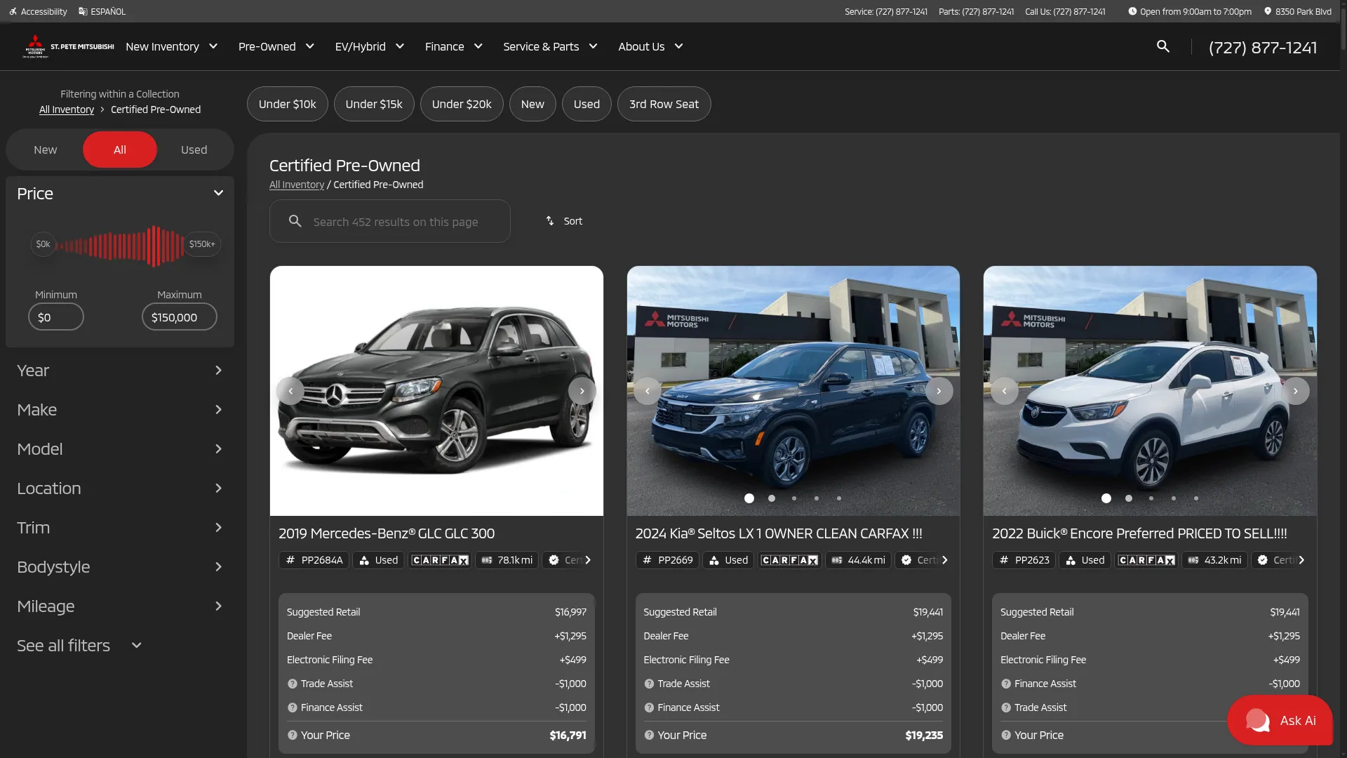 St. Pete Mitsubishi website