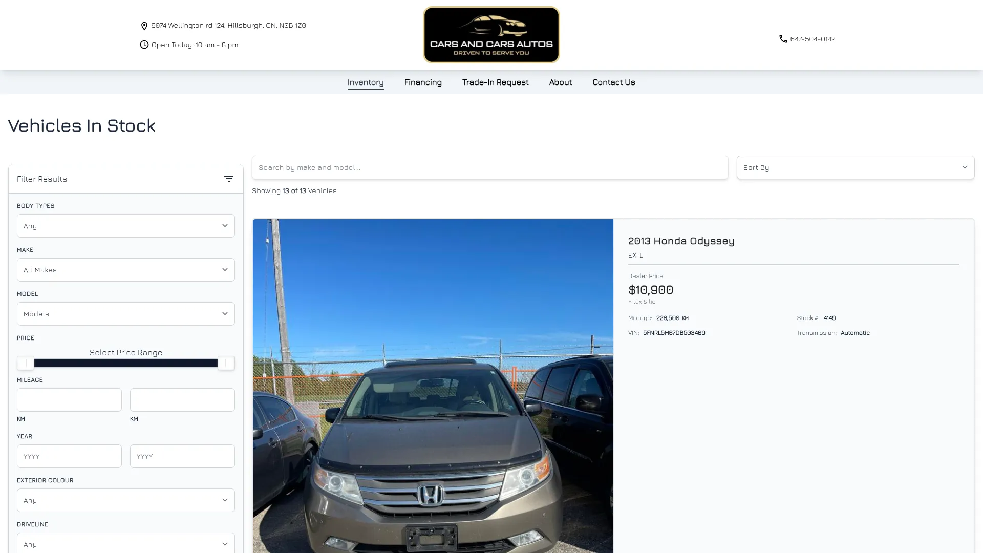 Cars and Cars Autos website