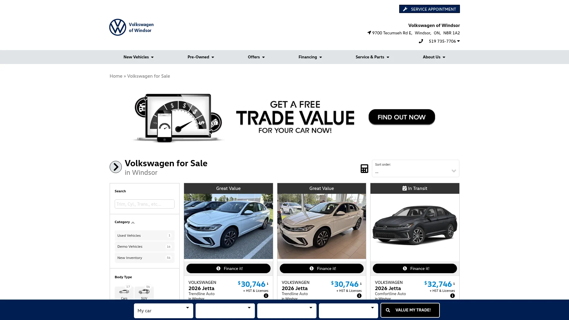 Volkswagen of Windsor website
