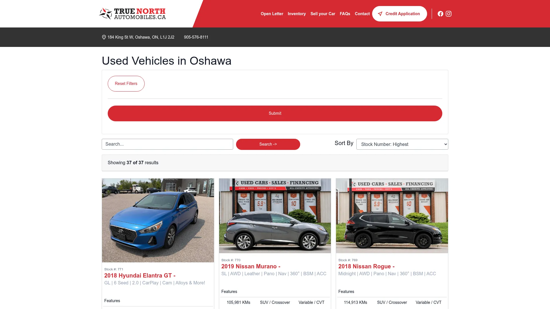 True North Automobiles website